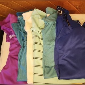 6 large golf shirts in different colors with minor flaws